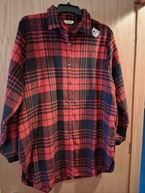 Adora peck & bushel red and black plaid flannel shirt, rustic , "lumberjack 3XL